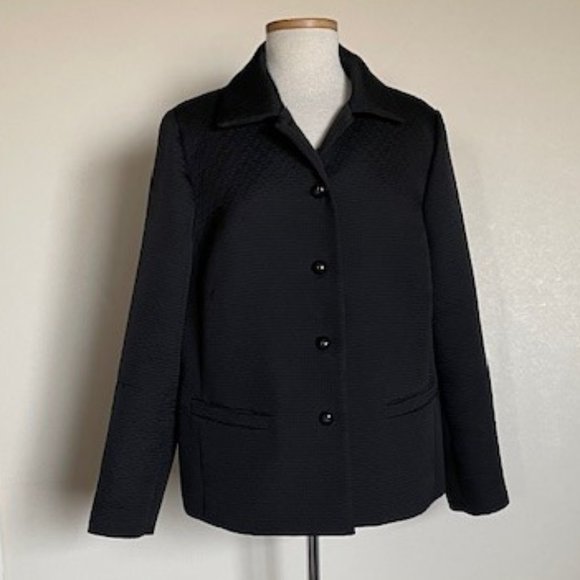 Casual Corner Annex Woman 16W Lined Black Textured Classic Dressy Coat Jacket - Picture 1 of 5
